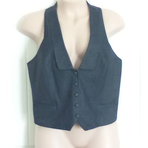 Worthington Women's Black Button-Front Vest - Picture 1 of 6